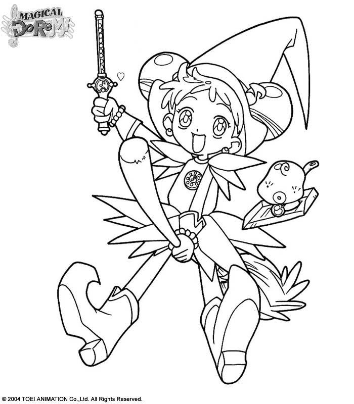 coloriage doremi sur son balai